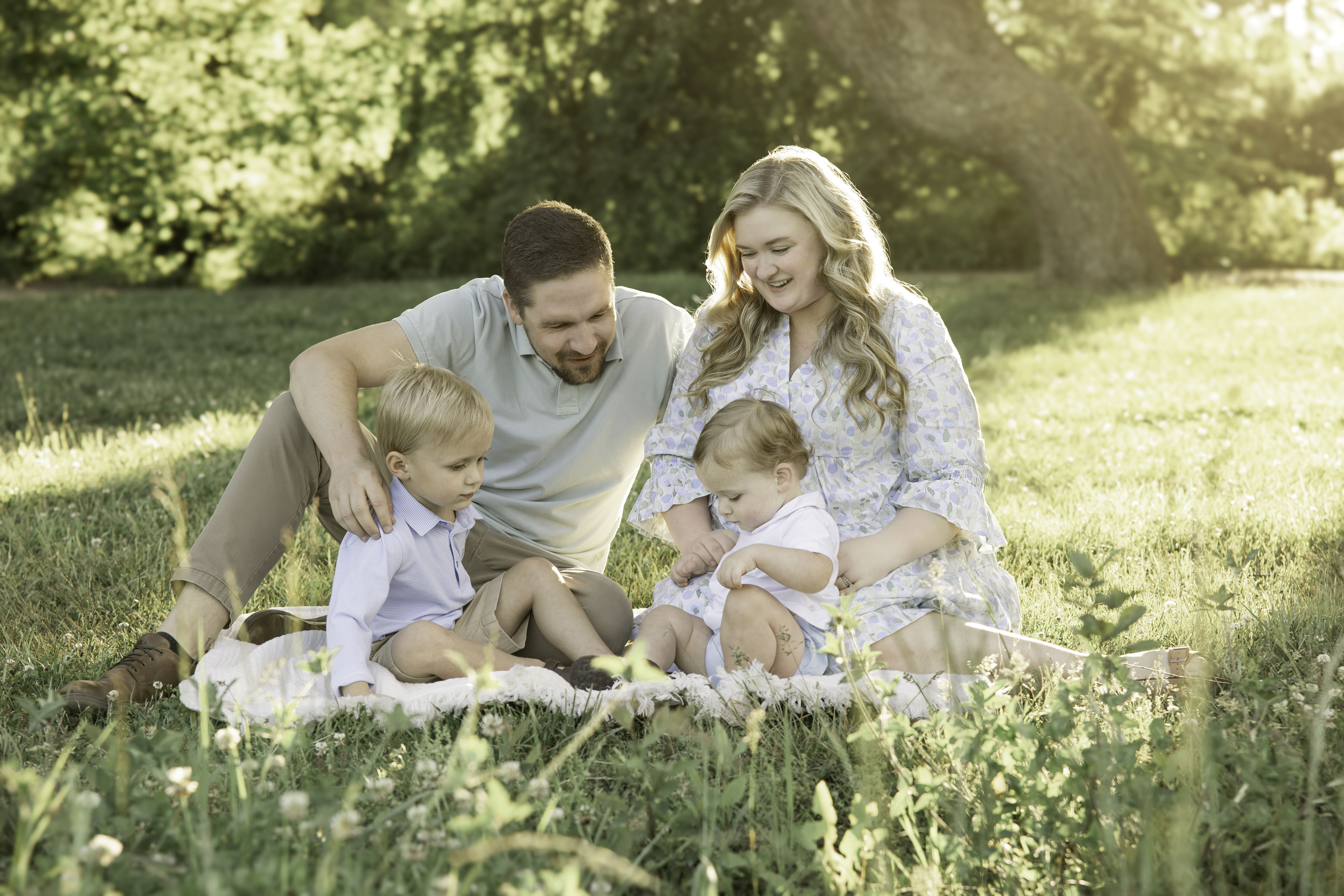 Family At Flat Rock Park At Golden Hour, Hendersonville, Nc